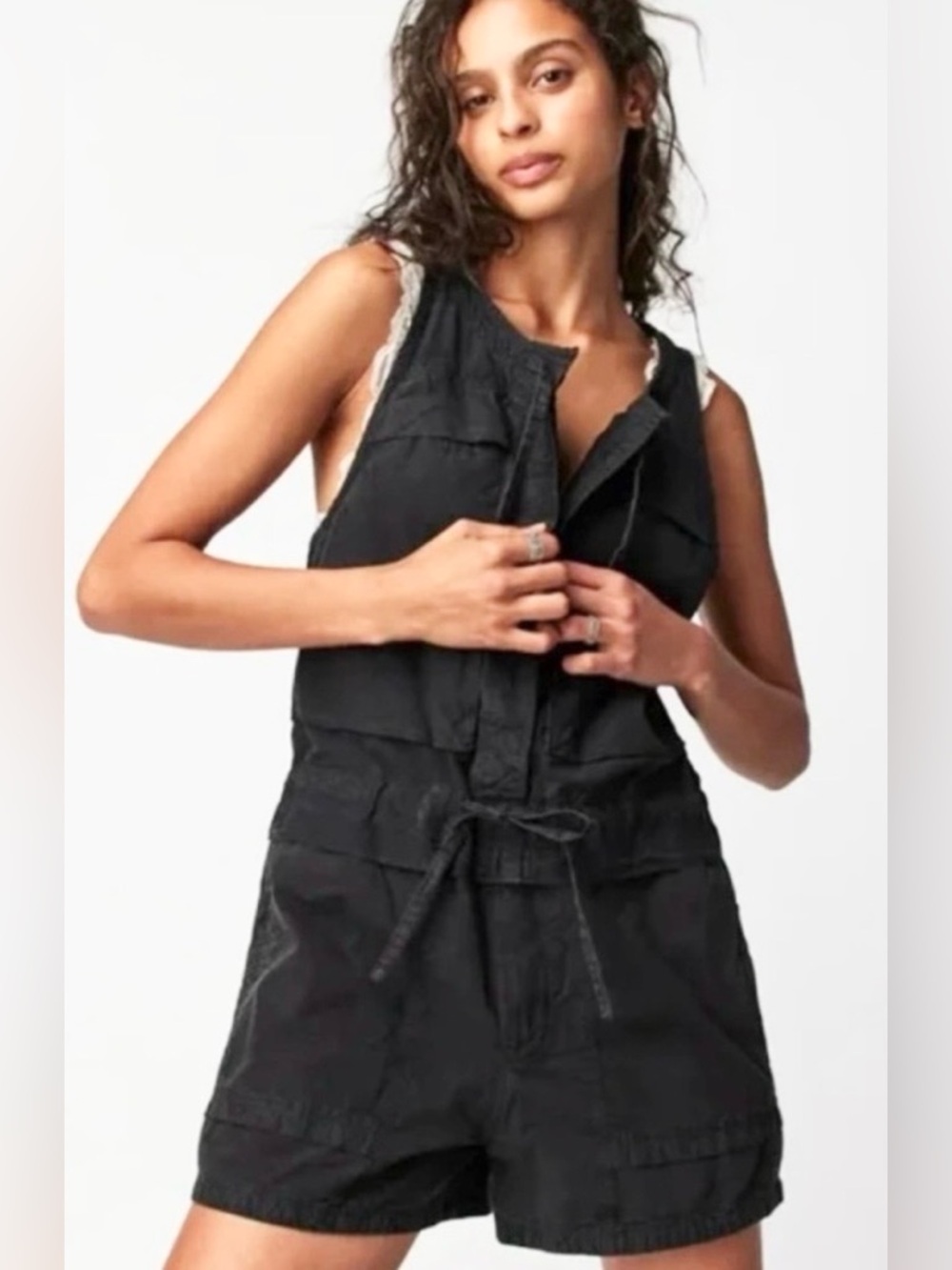 NWT FREE PEOPLE NEW BEAT ONE PIECE ROMPER DARK CLOUD XS